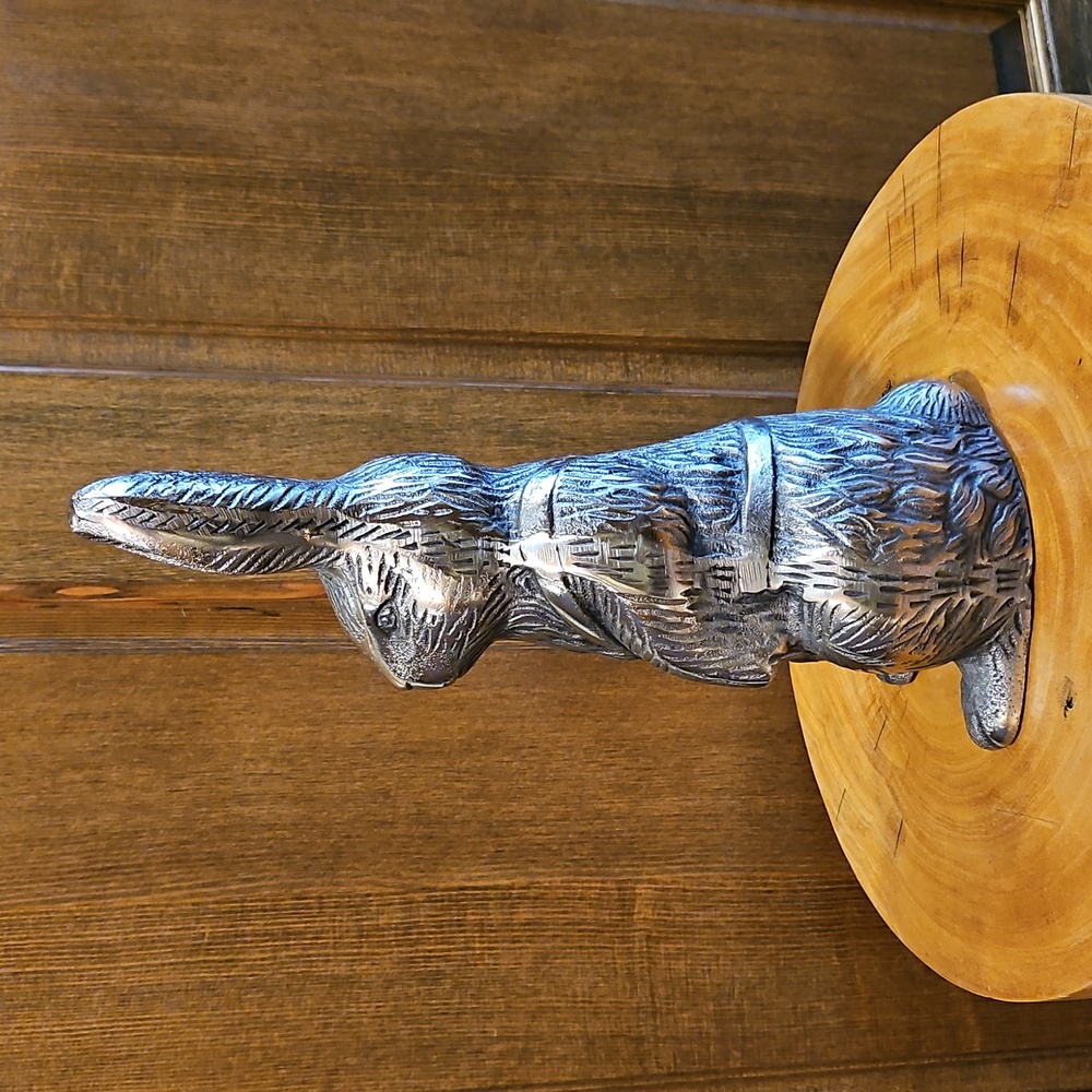 Silver Rabbit Sculpture 12.5" Tall Nice Hare Details - Picture 4 of 14